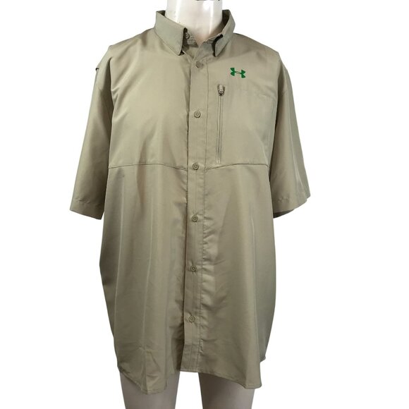 UNDER AMROUR Other - UNDER ARMOUR - MEN'S XL - TAN LOOSE FIT HEATGEAR BUTTON COLLARED SHIRT